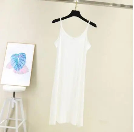 Spring Summer 2024 Woman Tank Dress Casual Modal Sexy Camisole Elastic Female Home Beach Dresses O-Neck Camis Sexy Dress