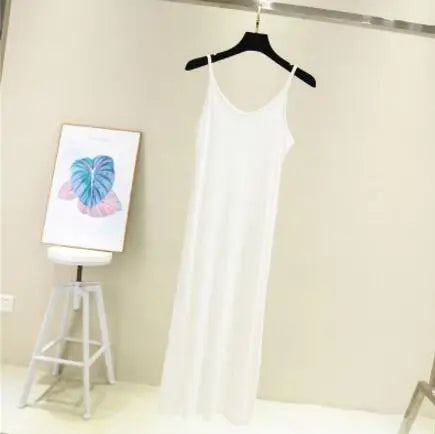 Spring Summer 2024 Woman Tank Dress Casual Modal Sexy Camisole Elastic Female Home Beach Dresses O-Neck Camis Sexy Dress