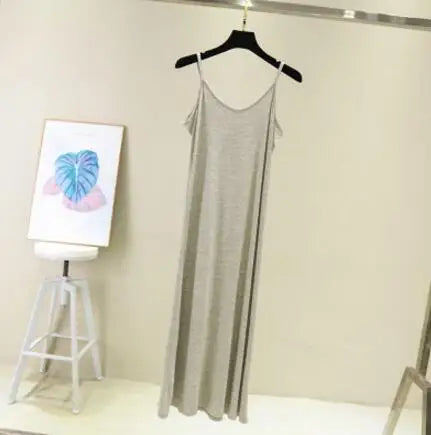 Spring Summer 2024 Woman Tank Dress Casual Modal Sexy Camisole Elastic Female Home Beach Dresses O-Neck Camis Sexy Dress