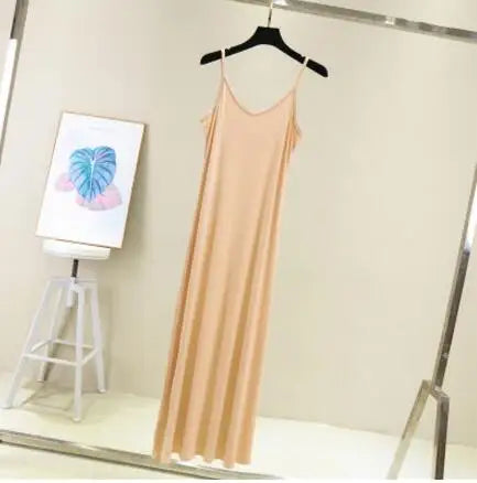 Spring Summer 2024 Woman Tank Dress Casual Modal Sexy Camisole Elastic Female Home Beach Dresses O-Neck Camis Sexy Dress