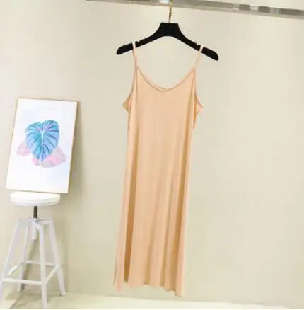 Spring Summer 2024 Woman Tank Dress Casual Modal Sexy Camisole Elastic Female Home Beach Dresses O-Neck Camis Sexy Dress