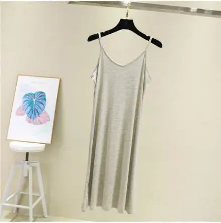 Spring Summer 2024 Woman Tank Dress Casual Modal Sexy Camisole Elastic Female Home Beach Dresses O-Neck Camis Sexy Dress