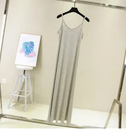 Spring Summer 2024 Woman Tank Dress Casual Modal Sexy Camisole Elastic Female Home Beach Dresses O-Neck Camis Sexy Dress