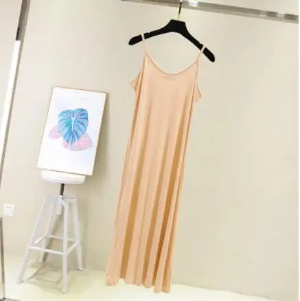 Spring Summer 2024 Woman Tank Dress Casual Modal Sexy Camisole Elastic Female Home Beach Dresses O-Neck Camis Sexy Dress