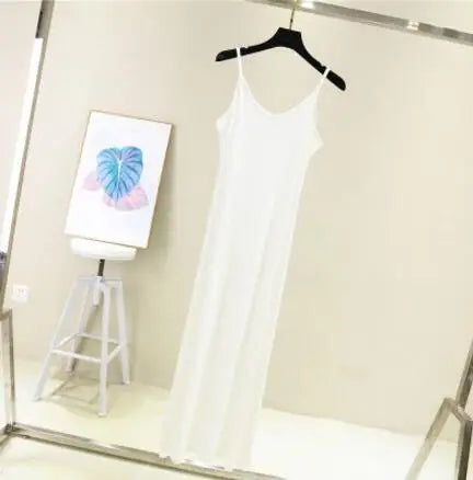 Spring Summer 2024 Woman Tank Dress Casual Modal Sexy Camisole Elastic Female Home Beach Dresses O-Neck Camis Sexy Dress