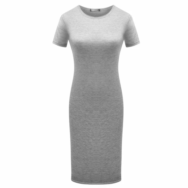 Summer Women Dresses Knee-Length Shinny Casual Short Sleeve Bandage Bodycon Sheath Dress Vestidos