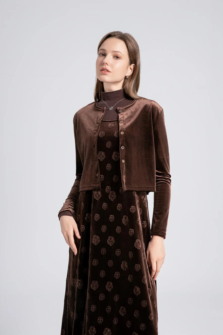 AS 2024 Fall- winter velvet woman clothes adjustable strap dress + basic tops + cardigan + sleeveless dress (ship out in 1 day)