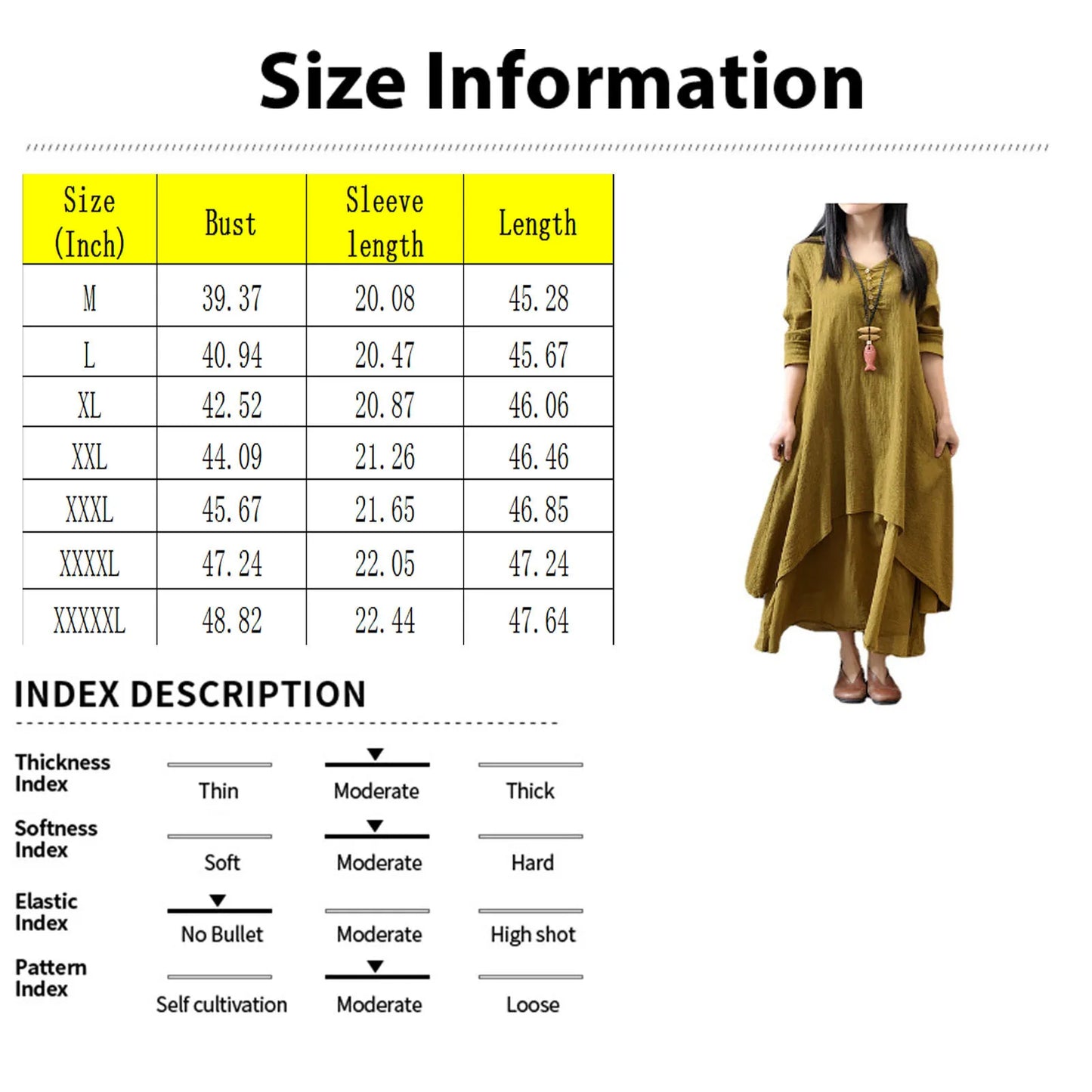 Cotton Women'S Casual Fashion Loose Long Dress With Button Solid Color Dresses