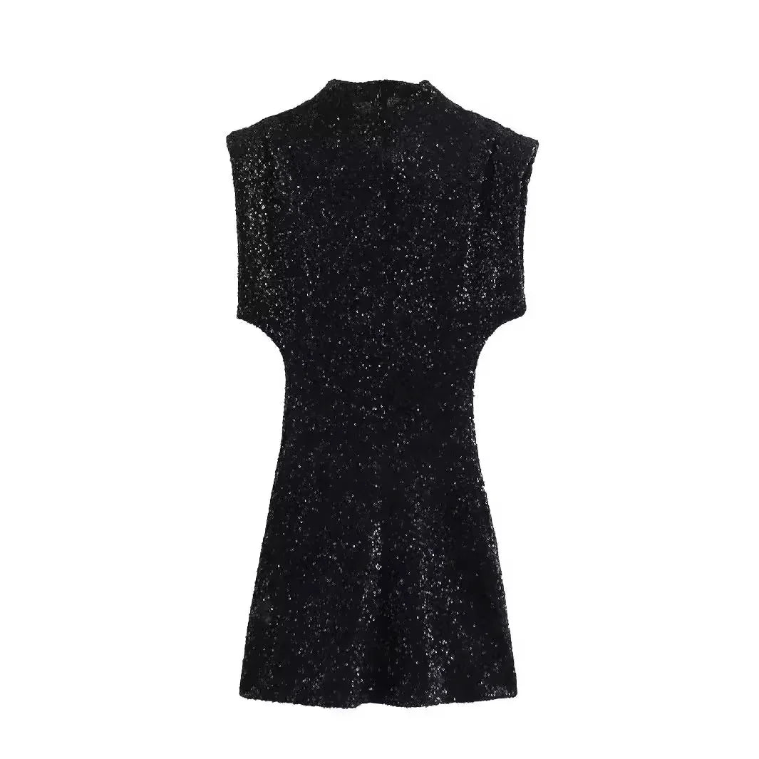 New Style ZRA Fabric Women's Dress Sleeveless With Sequins Cross-Border European And American Trend Quick Selling Wholesale Clot