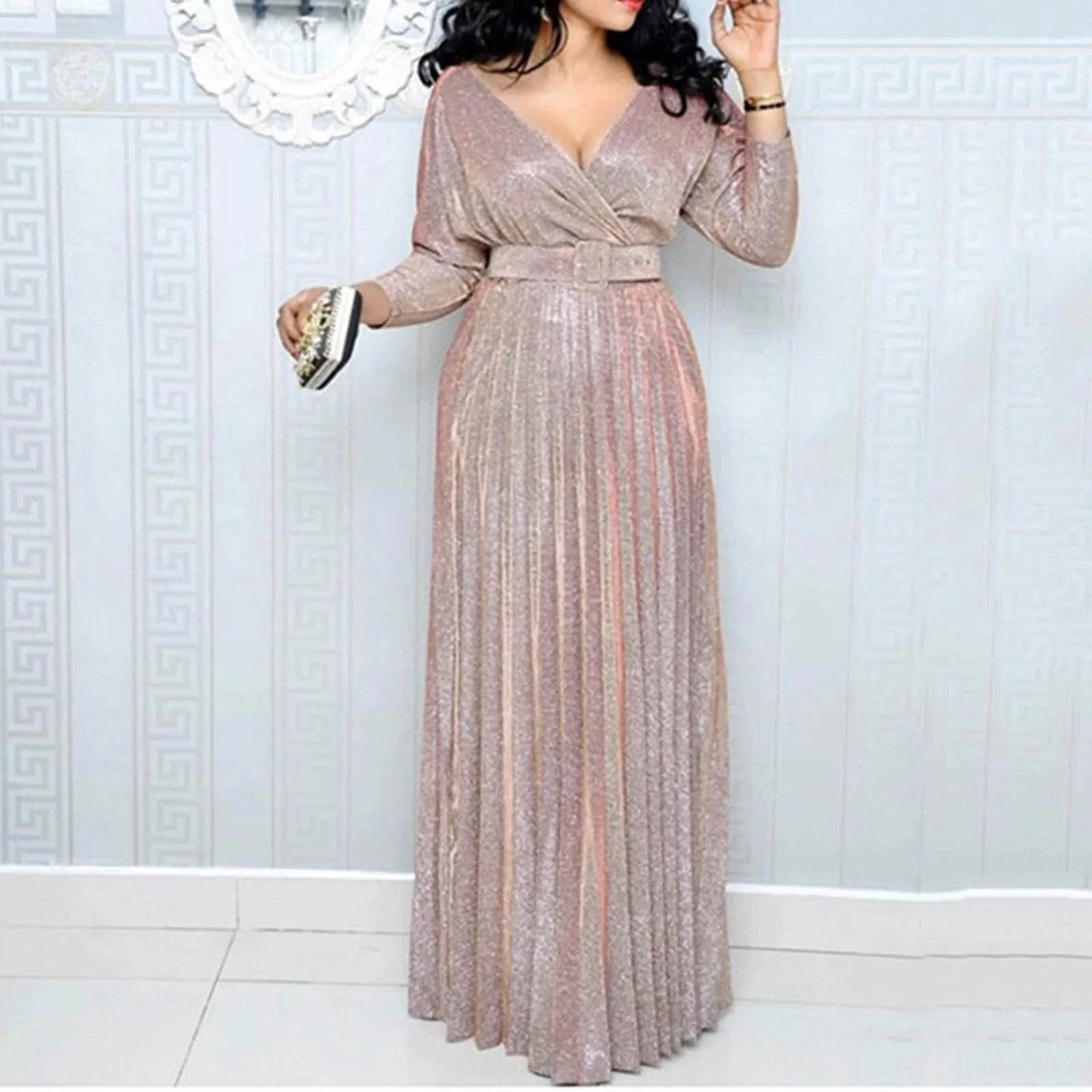 Sexy Women White Long Knit Sleeve Sequined Dress Bling Shiny Elegant Gown Plus Size Evening Dresses Cover Up Female فساتين