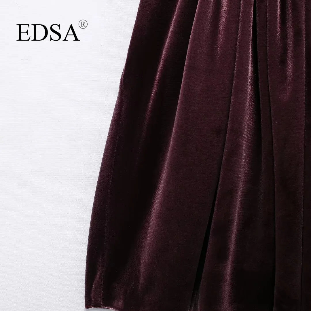 EDSA Women Gathered Corsetry-inspired Mini Dress with Straps Square Neckline Side In-seam Pockets Short Dresses