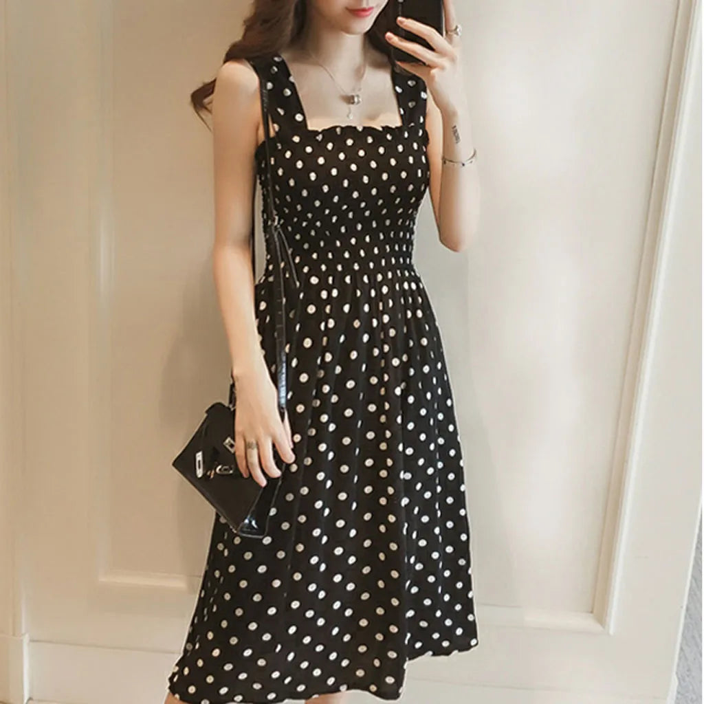 Women's Dresses 2024 Summer Fashion Loose None Sleeve Polka Dot Shoulder Plus Size Casual Dress Sexy Dresses