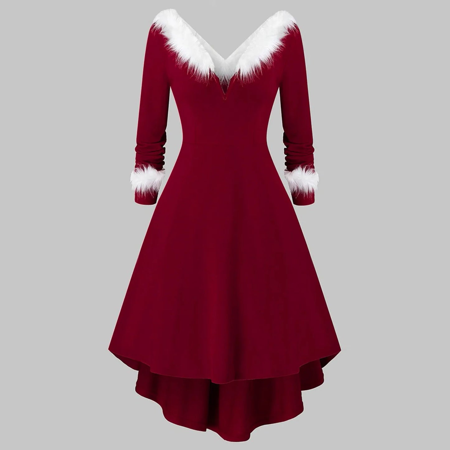 Womens Christmas Faux Plush Panel Long Sleeve V Summer Dresses for Women with Shorts Summer Dresses Women Midi Dresses for Women