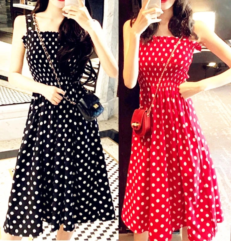 2024 Summer Befree Beach Long Vintage Dots Casual Ruffles Elegant Maxi Strap Camis Silky 5XL Dress Vestidos Sexy Women