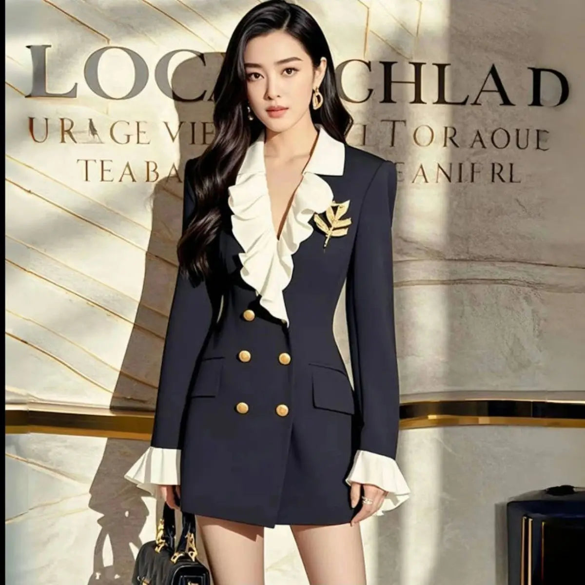 Women's Clothing Formal Occasions Suit Dress for Women French High-end Professional Commuter Spliced Slimming A-line Short Dress