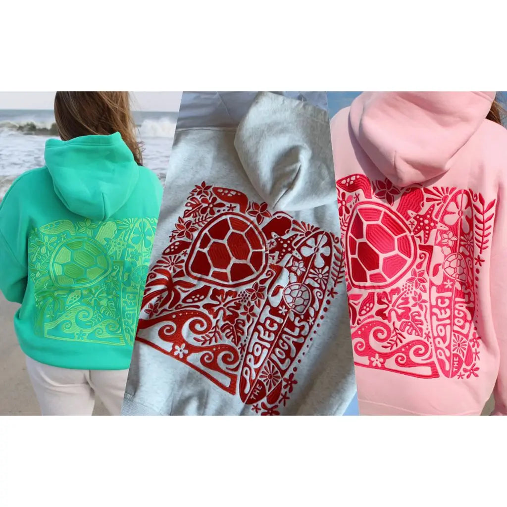 Women Y2K Turtle Aesthetic Embroidered Long Sleeve Hooded Sweatshirts with Kangaroo Pocket Drop Shoulder Loose Fit Pullover Tops