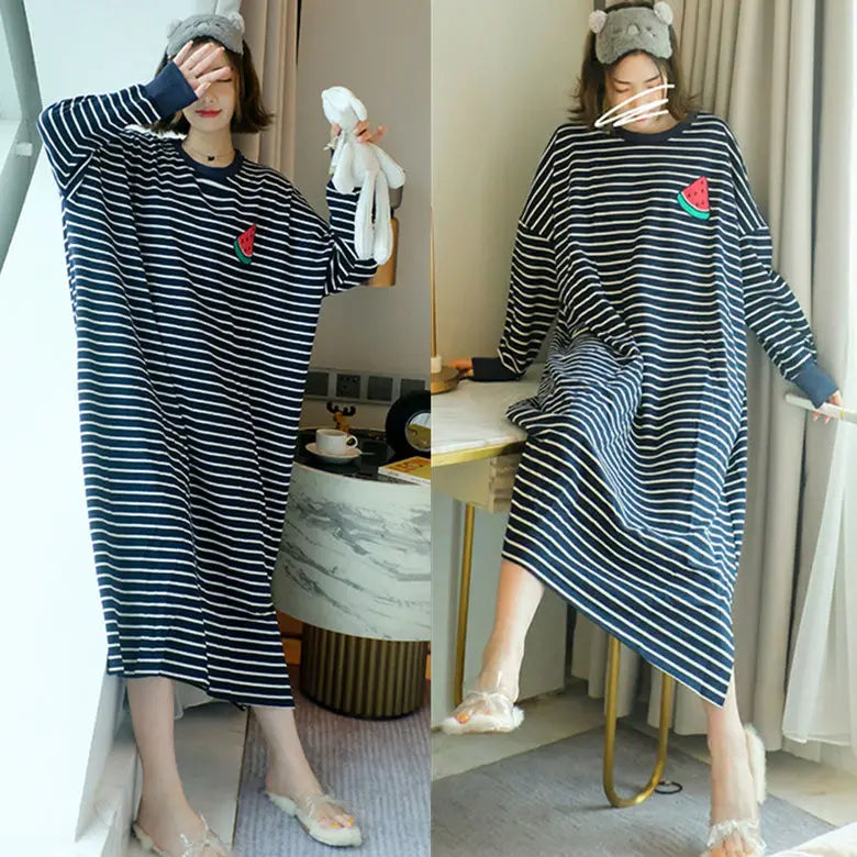 Casual Large Size Modal Cotton Nightgowns For Women Loose Long Sleeve Nightshirt Female Spring Autumn Summer Home Dresses