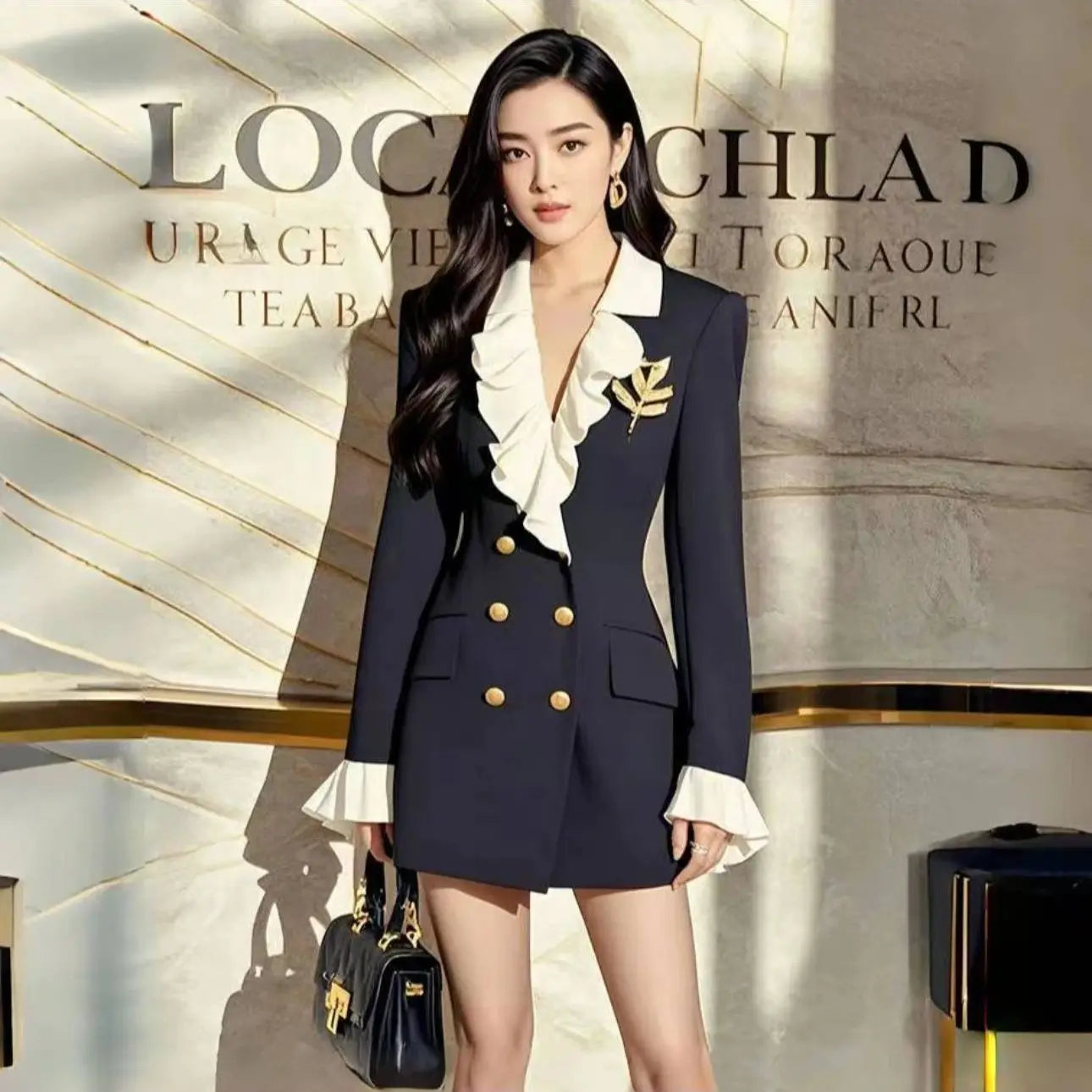 Women's Clothing Formal Occasions Suit Dress for Women French High-end Professional Commuter Spliced Slimming A-line Short Dress