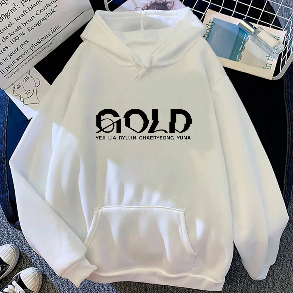 Hot Sale ITZY GOLD Album Hoodie Retro 2024 Women/men Harajuku Aesthetic Hoodies Unisex Autumn Winter Pullover Sweatshirt Vintage