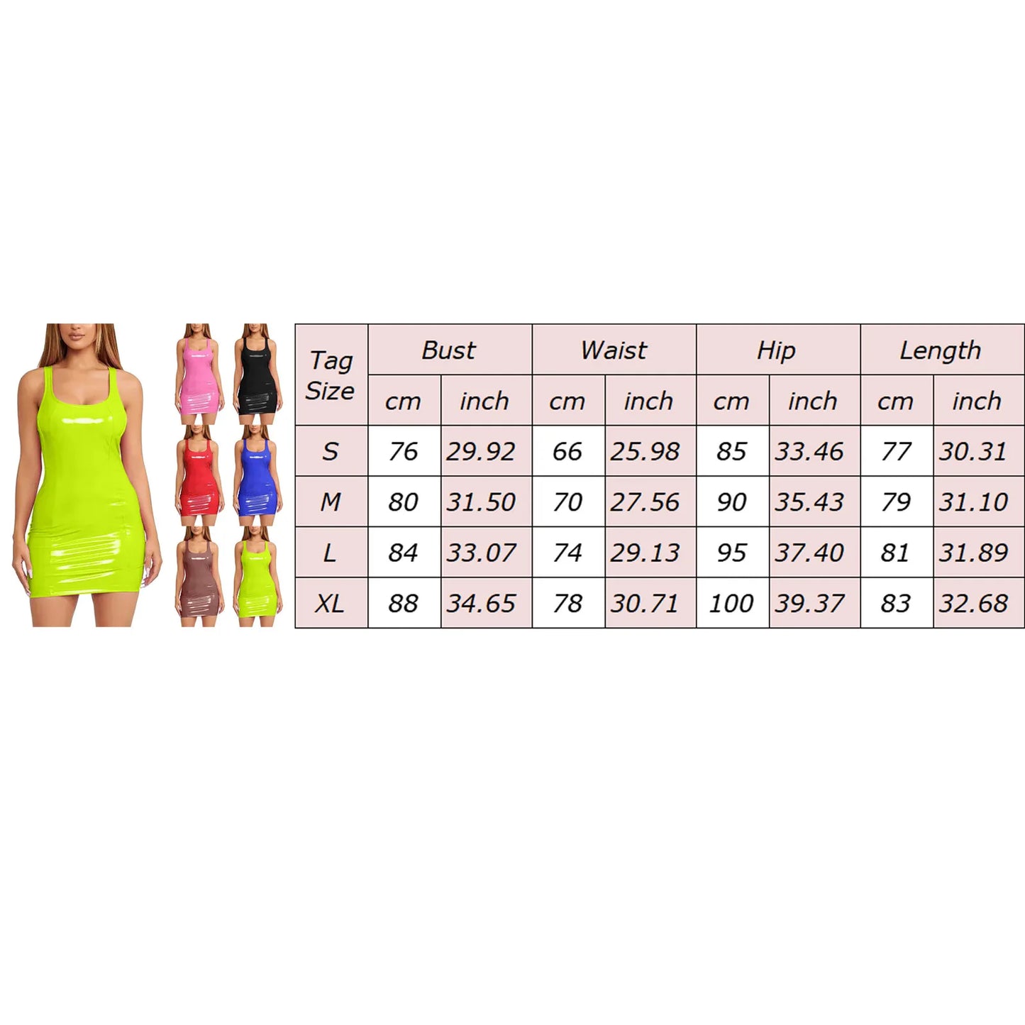 Women Dresses Evening Party Fashion Women Solid U Neck Sleeveless Leather Mini Bag Hip Night Club Dress Vestidos Para Mujer