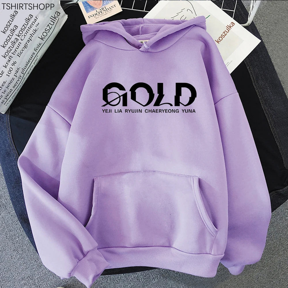 Hot Sale ITZY GOLD Album Hoodie Retro 2024 Women/men Harajuku Aesthetic Hoodies Unisex Autumn Winter Pullover Sweatshirt Vintage