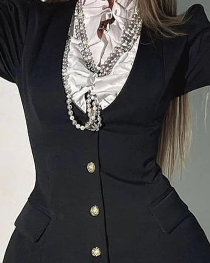 Unique Design Dress Long Sleeve Slit Double Breasted Blazer Dress 2023 Autumn Europe and America Fashion Women's Clothing