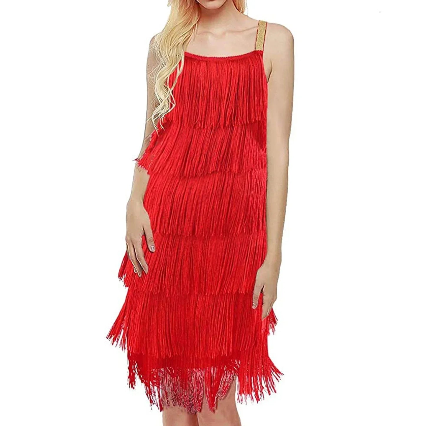 Women's Fashion Sleeveless Backless Tassel Dress Cocktail Great Gatsby Party Tassel Dress Retro Dance Costume